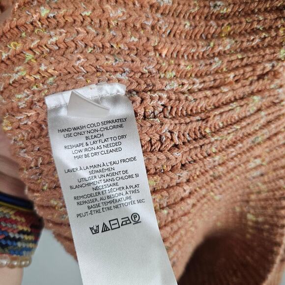 Free People Chunky Cowl Neck Sweater XS Marled Terracotta Brown Oversized - Picture 7 of 8